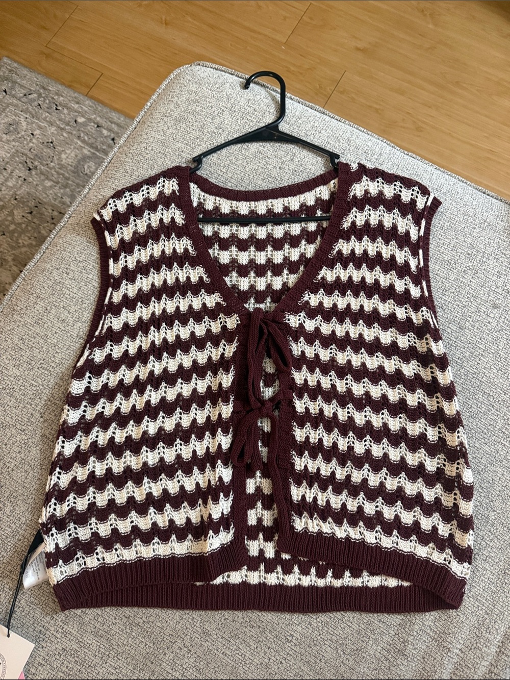 Cider Burgundy and Cream Knit Sweater Vest